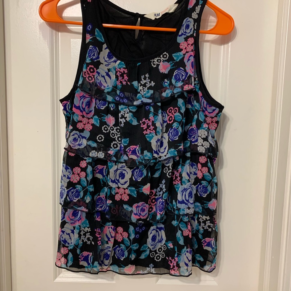 H&M Floral Ruffle Top